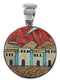 Silver Multicolor Native American Village Design Pendant YS62861